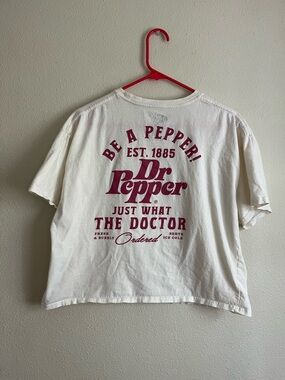 Dr Pepper Graphic Tee XL White Retro Soda Logo Boxy Cropped Oversized Shirt Y2K